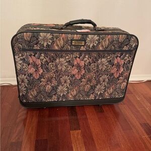 Vintage Floral Tapestry American Tourister Suitcase
